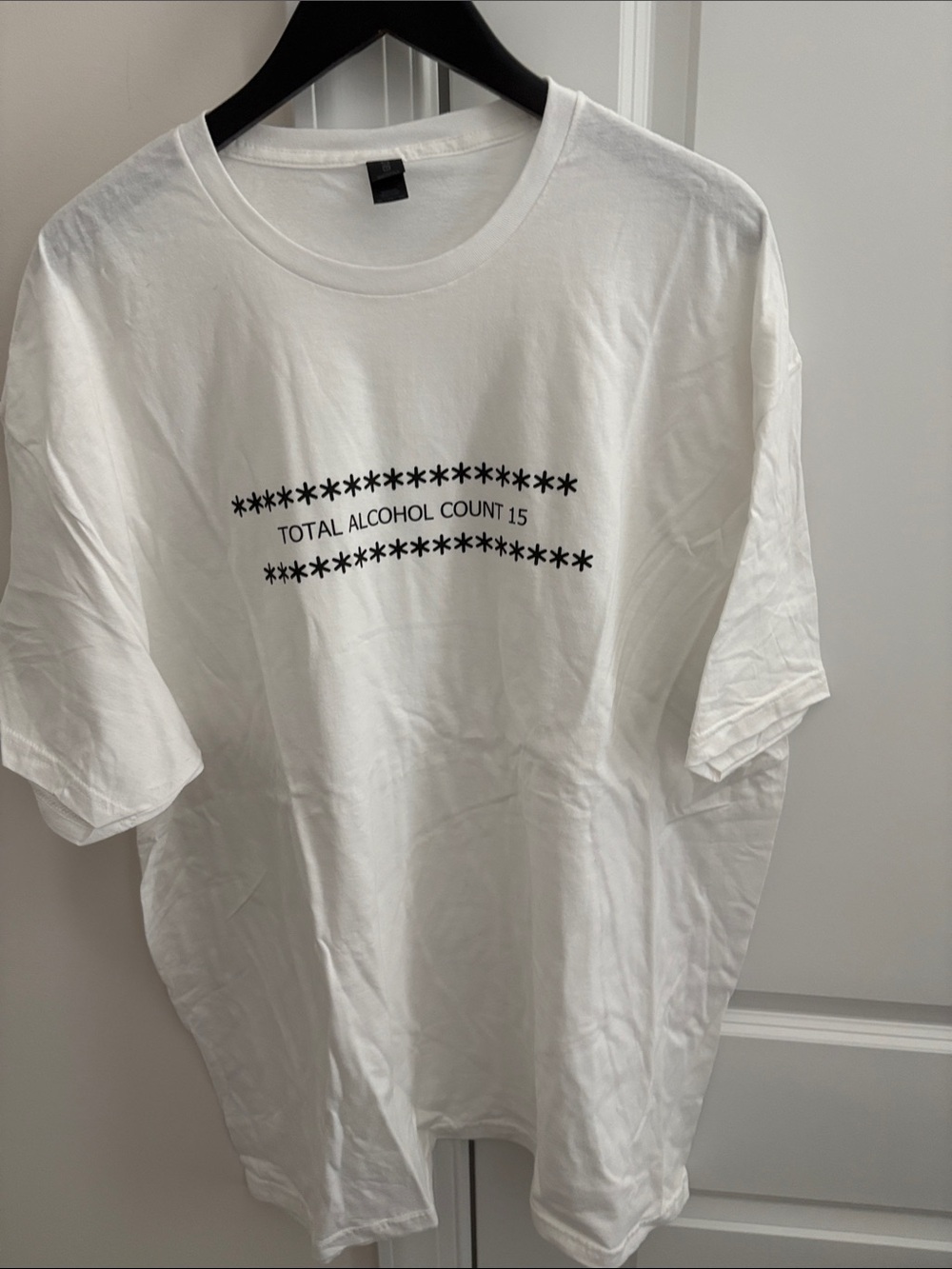 Cruise T-Shirt White Graphic Tee with 'TOTAL ALCOHOL COUNT 15' Text